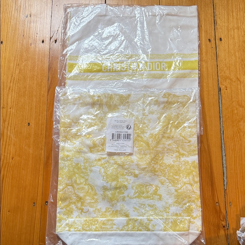 Christian Dior Parfums Yellow and White Tote Bag